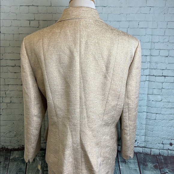 Albert Nipon NWT 2-Piece Skirt Suit Plus Sz 18 Cream Metallic Gold Office Work - Picture 11 of 15